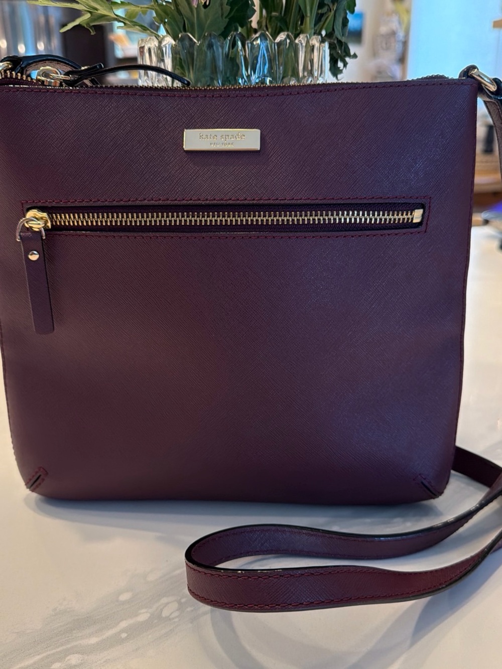 Kate Spade New York laurel way Rima crossbody bag in deep plum Eggplant EUC
